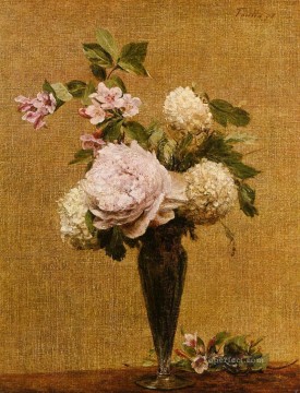 フラワーズ Painting - 牡丹と雪玉の花瓶 花画家 アンリ・ファンタン・ラトゥール